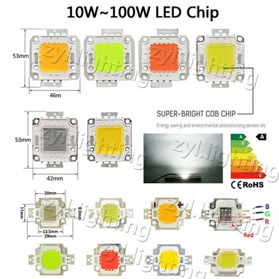 LED Chip COB 3w 5w 10w 20w 30w 50w 100w RGB blau licht Flutlicht leuchte 36v 12v - Bild 1 von 4