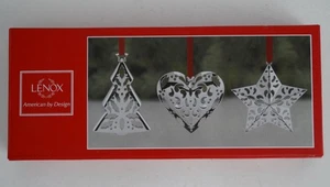 Lenox Juego de 3 Adornos de Navidad de Metal Estrella Corazón y Árbol de Navidad - Imagen 1 de 6