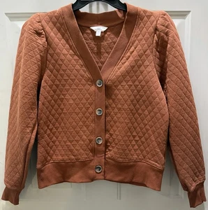 NEW!TimeAndTru Brown Long Sleeve Button Front Top. Size XS(0-2).Great 4 Layering - Picture 1 of 3