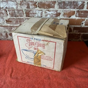 Vintage Tom And Jerry Peach Punch Bowl Set 13 Piece With Original Box - Picture 1 of 8