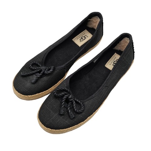 Ugg Syleste espadrillas donna nero tela slip on fiocco cravatta taglia 6 5