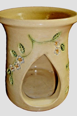 Calentador de cera de vela vintage 1996 marfil cerámica 4,5" de alto diseño floral simple 562 Foto 1 de 4