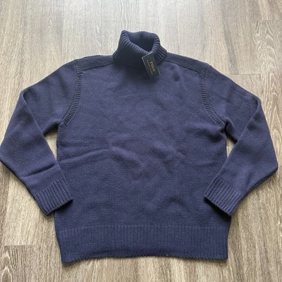 Suéter Ralph Lauren Para Hombres XL Azul Marino Cuello Alto Cachemira Mezcla Lana Nuevo con Etiquetas $248 Foto 1 de 4