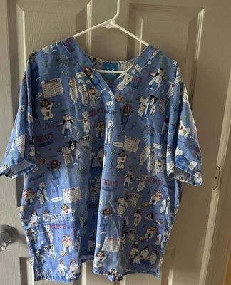Scrub H.Q. Animal Doctor - Nurse Top Women’s Size XL - Image 1 of 2