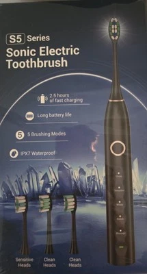 Cepillo de dientes eléctrico sónico S5 con 6 cabezales de cepillo, USB recargable nuevo Foto 1 de 3