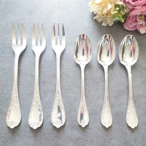 Christofle Marly 6pcs Silverplate Flatware Cake Fork Coffee Spoon Excellent - Picture 1 of 17
