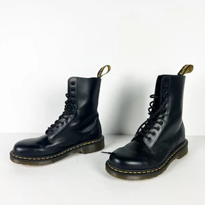 Dr Martens 1490 Smooth Leather Mid Calf Boots Black broken in Size US womens 8 - Picture 1 of 9