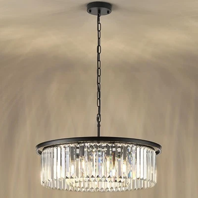 Lámparas de araña modernas de cristal para comedor, lámpara colgante redonda negra... Foto 1 de 4