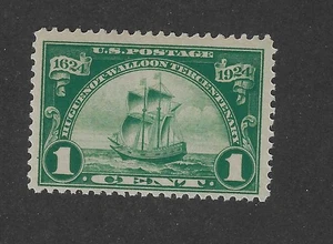 US Scott # 614, 1 cent green, Hugnot-Walloon Tercentenary, 1924, XF+ - Picture 1 of 2