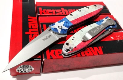 Cuchillo de Bolsillo KERSHAW USA KS1660 Vaquero Asistido por Primavera Texas Estrella Solitaria Bandera Foto 1 de 4