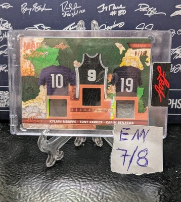2023🔥Viva la France Kylian Mbappe Tony Parker Benzema Game Used Jersey Leaf SSP - Image 1 of 2