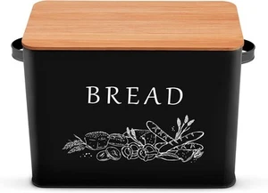 P&P CHEF Bread Box for Kitchen Counter, Metal Storage Bin with Black - Picture 1 of 8