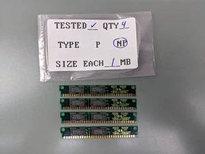 (4) GoldStar 1MB Non-Parity SIMMs, 30-pin RAM Memory Sticks (4MB Total) KO-13N-2 - Picture 1 of 3