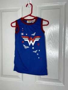Wonder Women Tank Top Girls Size 4 Blue Sleeveless Super Hero - Picture 1 of 4