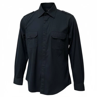 JF J.Ferrar Shirt Mens Large Black Long Sleeve Rollup Sleeves Cotton Blend - Image 1 of 4