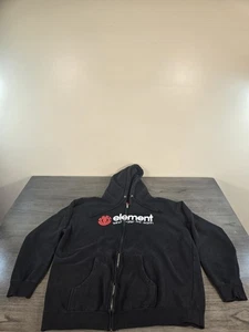 Vintage Element Hoodie Full Zip Hoodie Mens XL Black Red Sweatshirt Skater Y2K - Picture 1 of 3