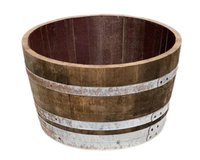 D 70cm - Rustikales Weinfass halbiert als Pflanzkübel aus Eichenholz - Landhauss - Bild 1 von 4