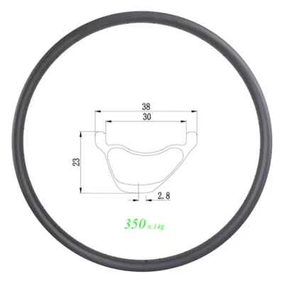 Cubierta de llanta de carbono asimétrica 29er MTB XC sin cámara 24H 28H 32H acabado UD 3K 12K Foto 1 de 4