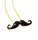 Moustache Necklace Chain Black Gold Quirky Kitsch Fashion Costume Handlebar