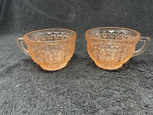 JEANETTE HOLIDAY PINK BUTTON AND BOWS TEA CUPS SET OF 2 - Picture 1 of 3