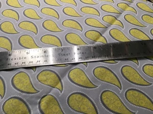 Quilting Fabric Material 1 yard Sewing Gray Yellow Paisley  T2 - Picture 1 of 3