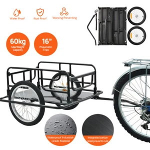 60KG Bicycle Cargo Luggage Trailer Cart Bike Wagon Carrier Trailer 16" Tires - Picture 1 of 14