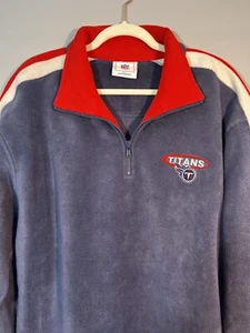 Y2K Tennessee Titans NFL Fleece 1/4 Zip Pullover Mens Large Blue Red Logo - Picture 1 of 14