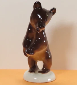 Vintage Brown Bear Lomonosov USSR Russian Porcelain Bear Figurine Figure 5.75" - Picture 1 of 12