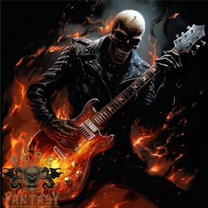 Hell Skull Rocker Rock n Roll Heavy Metal Guitar Mens T-Shirt 100% Cotton - Picture 1 of 3