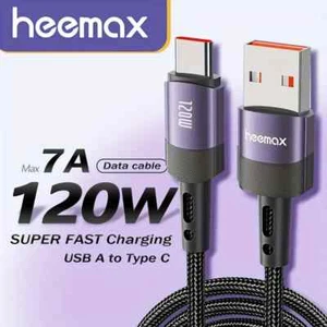 USB Type A to Type-C Cable PD 120W 7A Fast Charger Braided USB Lead - 2 METERS - Picture 1 of 7