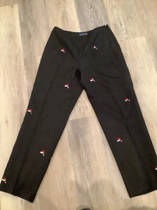 J Mclaughlin silk pants santa hat print size 4 - Picture 1 of 3