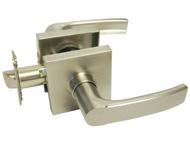 eBuilderDirect Satin Nickel Square Plate Passage Lever Handle