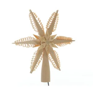 Christbaumspitze el. Beleuchtet Mitte mit Holzstern(Beidseitig) 20x20x3cm NEU  - Picture 1 of 2