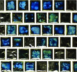 Fujiwa Porcelain glazed Swimming Pool Waterline Tile STQ-331 OYSTER BLUE 1x1 - Picture 1 of 3