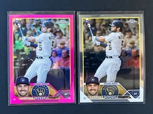 2023 Topps Chrome Pink Refractor Garrett Mitchell RC + Base Milwaukee Brewers - Picture 1 of 1