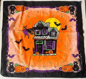 Pañuelos/pañuelos de Halloween de colección años 90 (21"X21") casa embrujada bruja 100 % algodón - Imagen 1 de 3