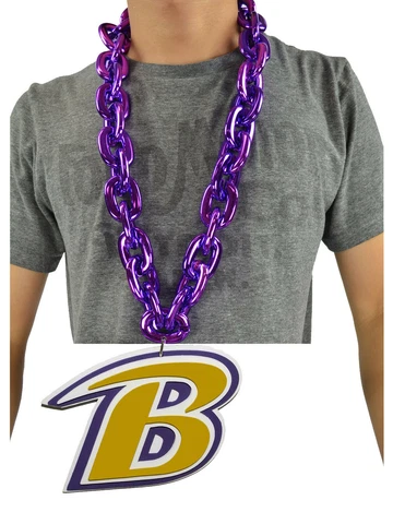 New NFL Baltimore Ravens PURPLE Fan Chain Necklace Foam Made in USA Cover