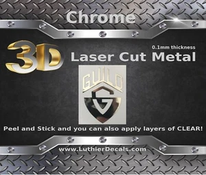 Gilde Gitarre Aufkleber 3D Metall Kopfplatte Restauration Sticker Logo M64 - Bild 1 von 15