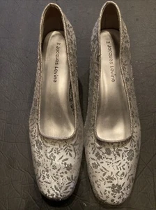 VINTAGE JACQUES LEVINE SILVER MESH SLIPPERS FORMAL DRESS HEELS Sz 9 Wedding - Picture 1 of 8