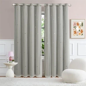 Star Curtains Blackout with white lace Curtains for Bedroom Double Layer Curtain - Picture 1 of 30