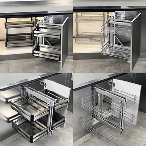Kitchen Cupboard Soft Close Magic Corner Pull Out Storage System Unit 900-1000mm - Picture 1 of 21