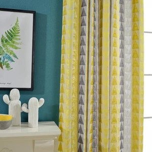 Triangle Pattern Jacquard Bedroom Curtains, 2 Panels Light Filtering Grommet ... - Picture 1 of 7