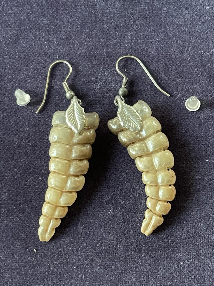 Real Rattlesnake Drop Earrings Silver Feathers 2” Hear The Rattle!! - Image 1 of 4