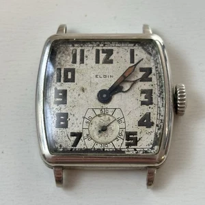 1928 Elgin Men's Manual Wind Wristwatch 14 K Gold Filled Grade 430 Art Deco READ - Picture 1 of 6