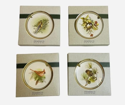DEMDACO MARJOLEIN BASTIN Set Of 4 Birds Cardinal Christmas 3” Plates Ornaments - Image 1 of 4