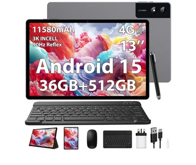 3k 2944*1840 13 Inch Android 15 Tablet 36GB RAM 512GB ROM 13 Dual Sim 4G Lte  - Image 1 of 4
