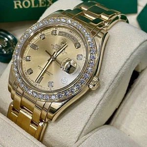 ROLEX DAY-DATE 39mm MASTERPIECE PEARLMASTER FULL FACTORY YELLOW GOLD ref: 18948 - Picture 1 of 10