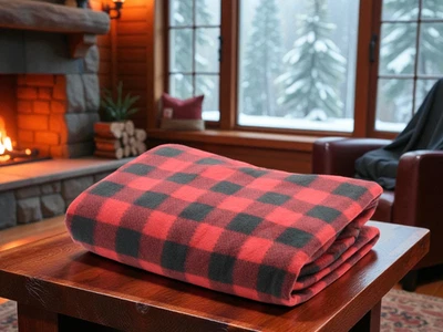 ACOGEDORA MANTA TÉRMICA 12V ROJA NEGRA POLAR A CUADROS CAMIÓN SUV CALENTADOR Foto 1 de 4