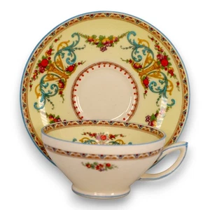 Myott Royal York 2425 Tea Cup and Saucer Fruit & Scroll Vintage England c.1930s - Picture 1 of 4