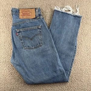 Levis 501 Jeans Damen W30 L32 (passt L27) Blau Denim Made in USA Vintage Cropped - Bild 1 von 17